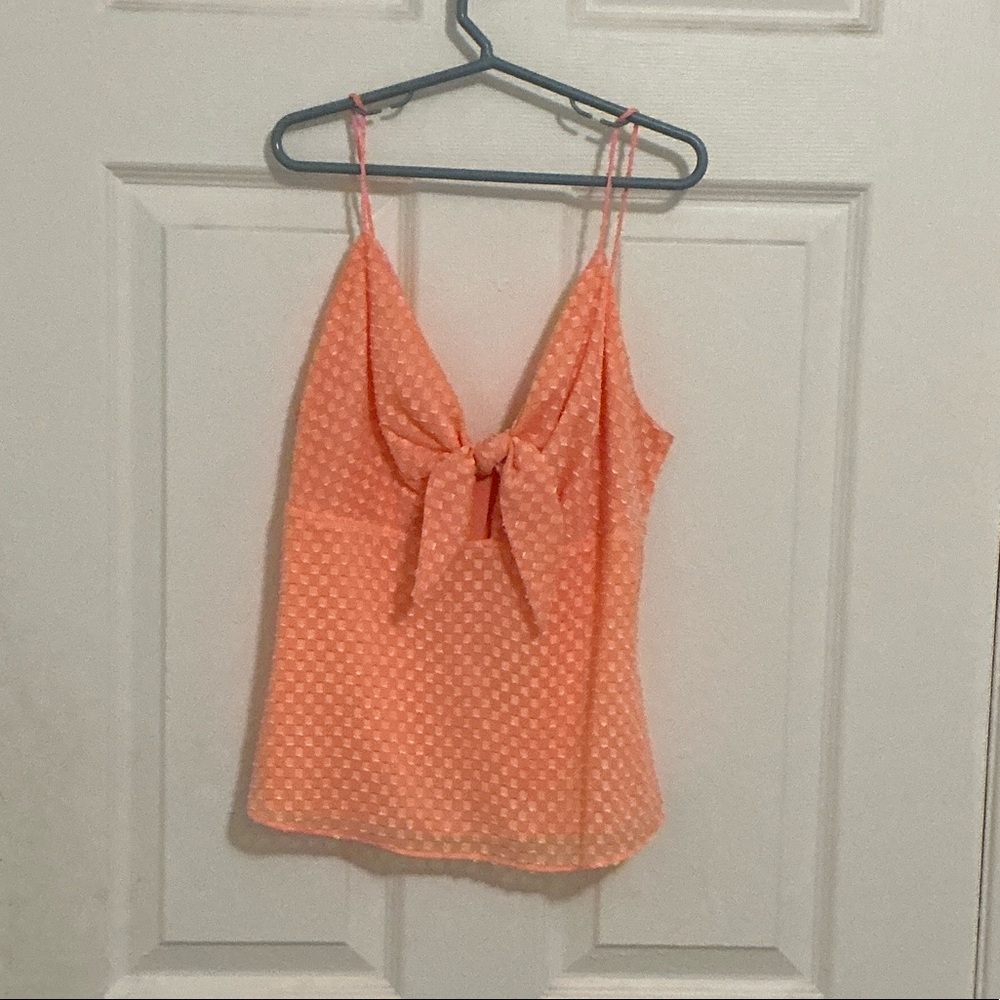 Alice + olivia size XS NWOT Peach Polka Dot Bow Tie Cami Top